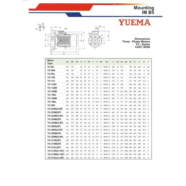 Motor Induksi YUEMA - Motor Elektrik YUEMA  & Lengkap